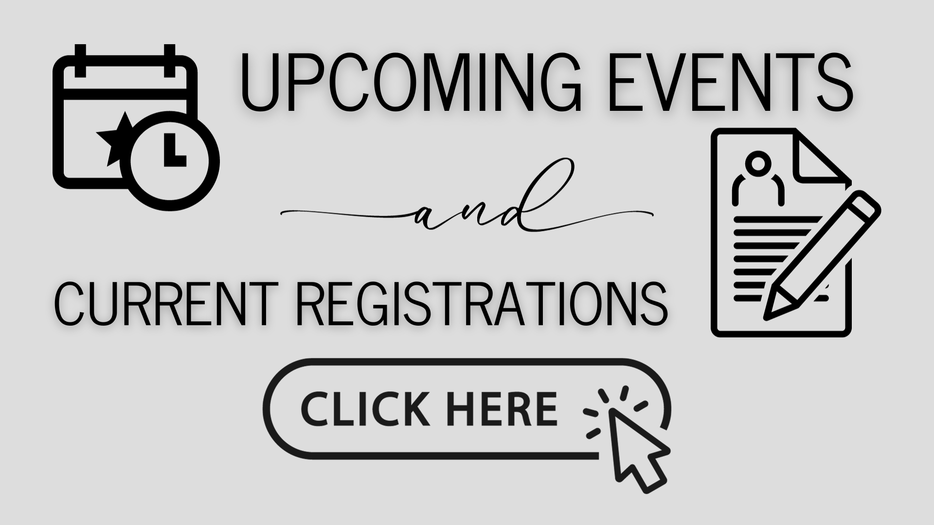 Website upcoming events and current registrations